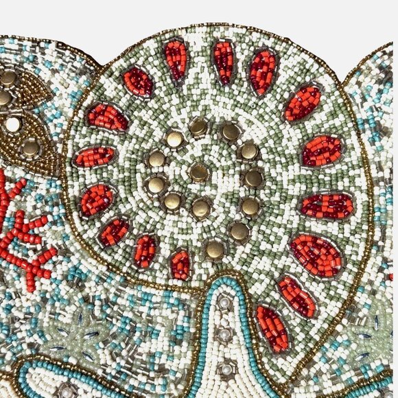 Beaded Starfish Seashell Shells Starfish Coral Reef Table Runner Ocean Beach 36" - Picture 5 of 10